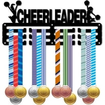 Cheerleader Medal Holder Medal Hanger Display Rack Sports Metal Hanging Awards Iron Small Mount Decor for Wall Home Badge Race Running Gymnastics Swimming Medalist Black 11.4 x 5.1 Inch DIY