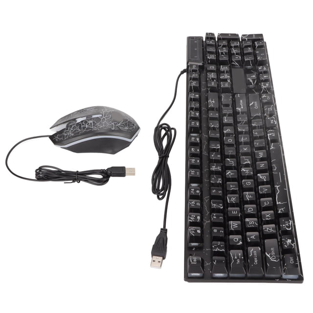 Keyboard And Mouse, 104 Keys Keyboard And Mouse Combo RGB Colorful Backlit USB Wired Drainage Design Floating Keycap Keyboard Adjustable 1600DPI Mouse