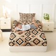 thumbnail image 4 of jejeloiu Earthy Geometric Twin Sheets,Boho Motif Bedding For Boys,Beige Black,3pcs,1 Fitted Sheet and 1 Pillowcase, 4 of 6