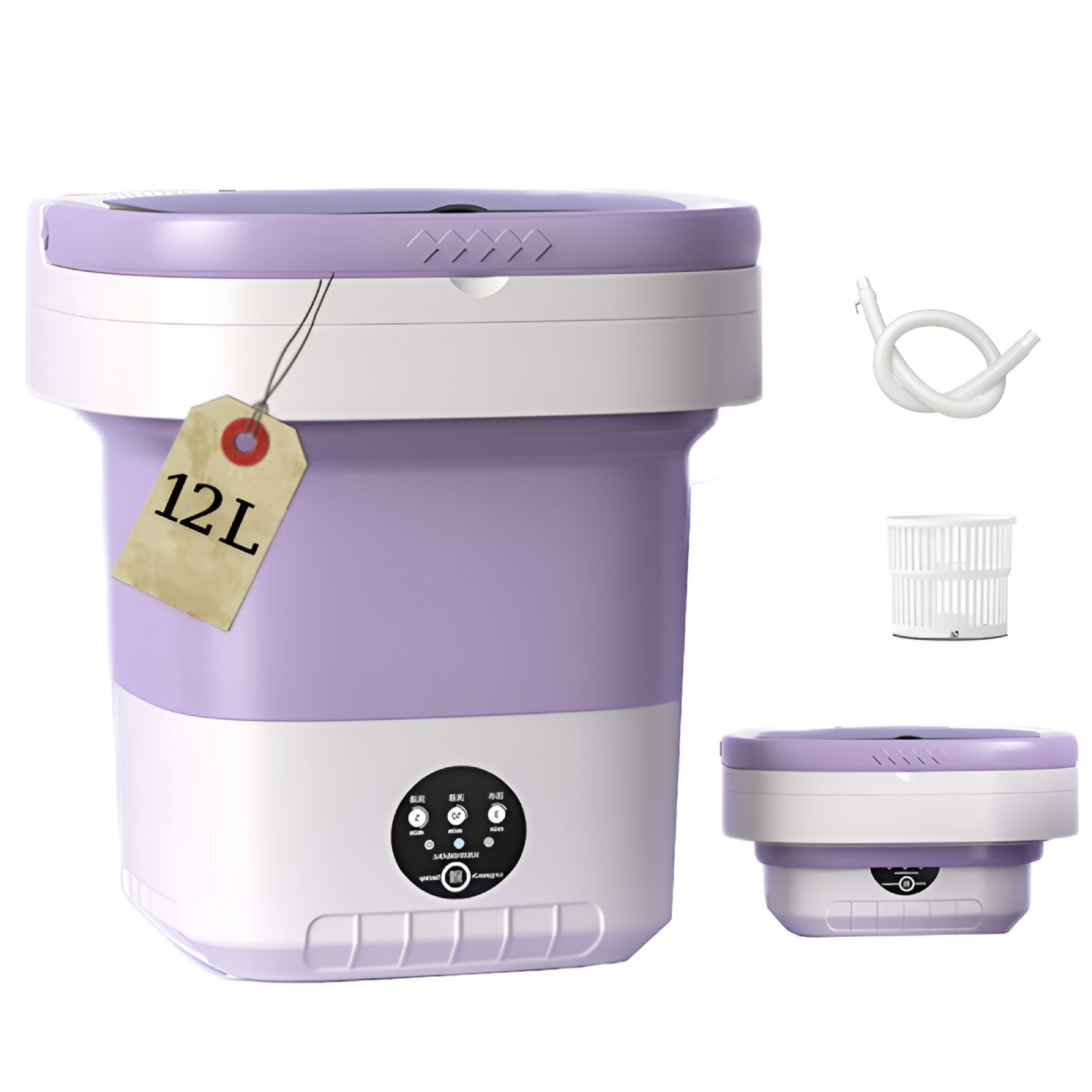 HIBIBUD 2026 New Portable Washing Machine,Mini Washer,12L Upgraded Large Capacity Foldable Washer,Deep Cleaning of Underwear,Baby Clothes&Other Small Clothes. Suitable for Hotel &Travel (Purple)