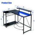 thumbnail image 2 of SULIVES L-Shaped Gaming Desk: 42'' Corner Computer Desk with LED Lights, Outlets, Shelves, and USB Charging Port - Black, 2 of 7
