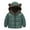1#Dark Green55, variant on Infant Girls Puffer Jacket Solid Color Zip Up Fleece Lined Hooded Down Jacket with Bear Ears Winter Thicken Coat