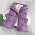 thumbnail image 4 of JWshufel Children's Puffer Vest Sleeveless Warm Coat with Fleece Jacket Solid Color Medium Length Hooded Collar Jackets, 4 of 6