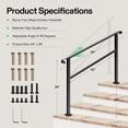 thumbnail image 2 of VIVOSUN Outdoor Handrail, 54" x 36" Fits 1-4 Steps, Wrought Iron Stair Railing with Curved Ends, One-Step Assembly, Black, 2 of 8