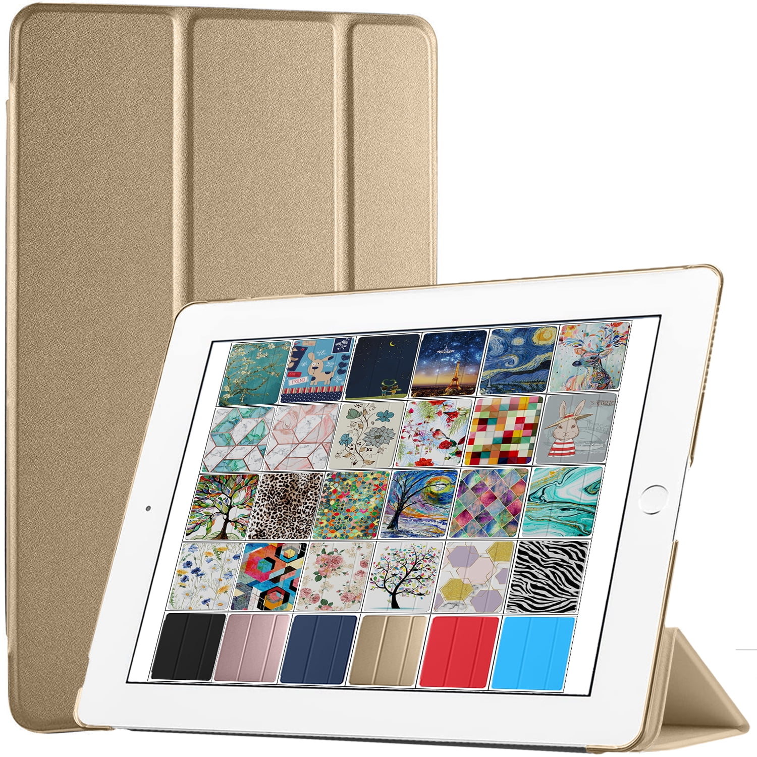 DuraSafe Cases For iPad PRO 12.9 Inch 2nd Generation 2017 Slimline Series Lightweight Protective Cover with Dual Angle Stand & Froasted PC Back Shell - Gold