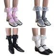 thumbnail image 6 of 1 Pair Sheer Ruffle Mesh Splicing Ankle Socks with Bowknot Accent for Women Girls Fashionable Students Middle Tube Socks, 6 of 8