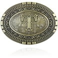 thumbnail image 2 of Mens Western Belt Buckle - Initial Cowboy Letter Oval Belt Buckles for Women, 2 of 10