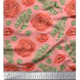 thumbnail image 1 of Soimoi Orange Rayon Fabric Laurel Leaves & Camellias Floral Print Fabric by Yard 42 Inch Wide, 1 of 3