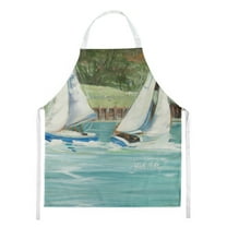 Carolines Treasures JMK1291APRON Boats on the Bay Sailboats Apron Large multicolor