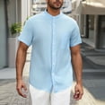 thumbnail image 2 of Mens Tops Short Sleeved Lapel Shirts Sky Blue 4 Shirts Solid Color Casual Button Cardigan Pocket Fashionable Blouse Summer Shirts for Men Work Cafe Cocktail Party Formal Shirts, 2 of 7