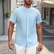 thumbnail image 1 of pstuiky camisetas para hombre, Camiseta deportiva informal de verano para hombre, de manga corta, con botones y color liso camisetas de hombre l, 1 of 6