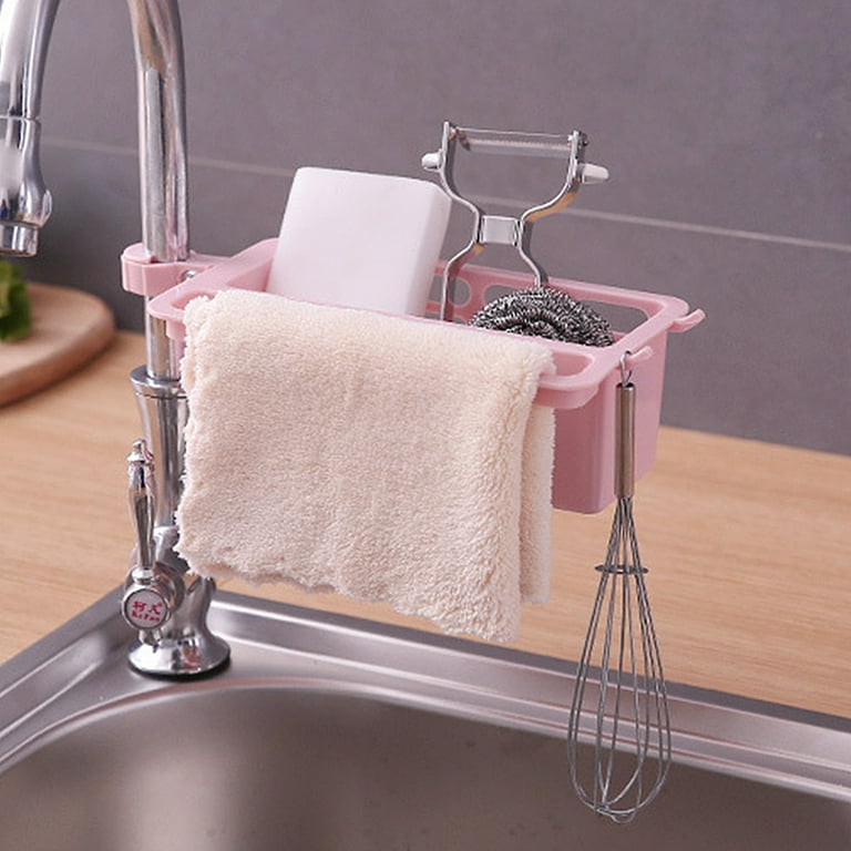 HYDa Kitchen Sink Faucet Draining Sponge Soap Brush Towel Holder