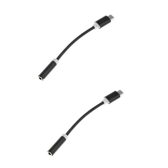 2 Pieces USB C to 3.5 Mm Headphone Jack Audio Cables Black
