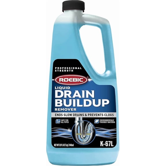K-67 Liquid Drain Cleaner, Pipe Buildup Remover with Bacteria Enzymes for Household Drains and Sink Traps, Safe for Kitchen and Bathroom Sink, 32 fl oz