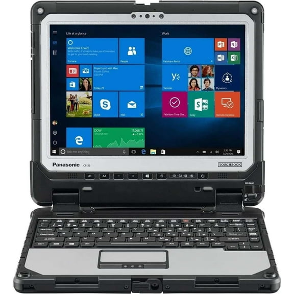 Restored Fully Rugged 12" Panasonic TOUGHBOOK CF-33 2-in-1, Slim Backlit Keyboard, Intel i5-7300U, 256GB SSD, 8GB RAM, Multi-Touch, Dual-Battery, Dual-Cam, Ultra-Bright,Win10
