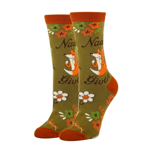 OoohYeah Women's Funny Crew Socks, Crazy Colorful Novelty Dress Socks, Nada Fox Given