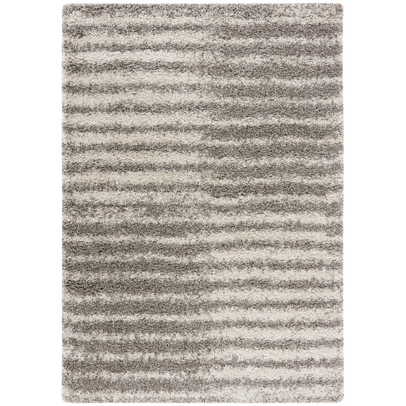 SAFAVIEH Hudson Shag Jagoda Striped Area Rug, Grey/Ivory, 4' x 6'