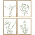 thumbnail image 3 of PixonSign Framed Pastel Watercolor Green Leaves Wall Art, Set of 4 Nature Wilderness Wall Decor Prints, Botanical Floral Wall Décor, Tree Vine Branch&nbsp;Rustic Posters for Bedroom - 8"x10" Natural, 3 of 5