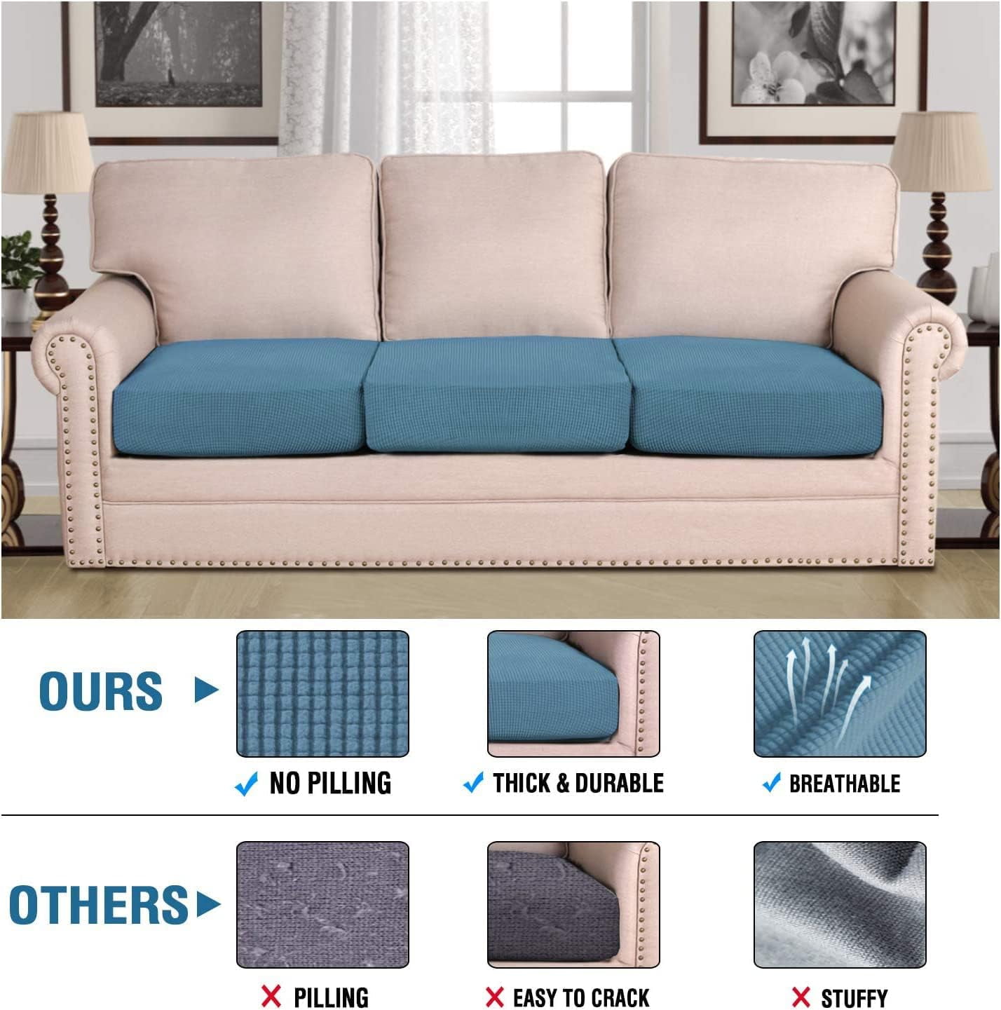 SEase 3 Piece  Sofa Covers  Stretch Individual Seat  Couch cushion covers Slipcover Sets Thick Jacquard Textured Twill Fabric