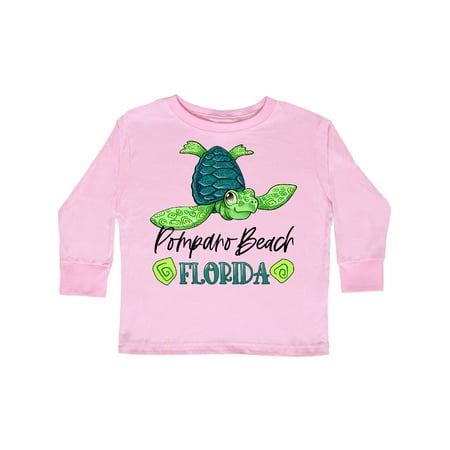 

Inktastic Pompano Beach Florida Happy Sea Turtle Gift Toddler Boy or Toddler Girl Long Sleeve T-Shirt