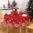 thumbnail image 2 of Yiwa Red Christmas Tablecloth, 60" Round Table Cover with Pine Tree & Snowflake Print for Festive Holiday Decor, 2 of 7