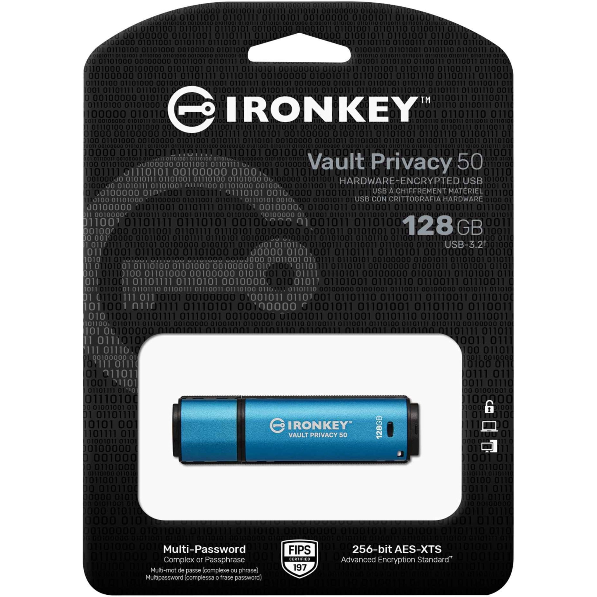 Kingston Ironkey Vault Privacy 50 Series 128GB USB-A 3.2 Gen 1 Flash Drive