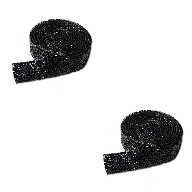 Bearachild Bling Stickers Glitter Rhinestone Chain Fix Decor Beads Diseño autoadhesivo Tira de taladro llamativa Negro 1 2.5cm negro 1 2.5 cm 2piezas