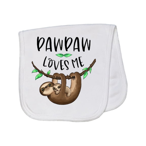 Inktastic Pawpaw Loves Me Cute Sloth and Baby Baby Burp Cloth