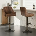 thumbnail image 2 of VECELO Set of 2 Swivel Bar Stools, Adjustable Counter Height Barstools Faux Leather Chair with Backrest and Armrest, Dark Brown, 2 of 12