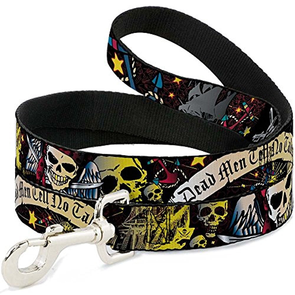 Buckle-Down DL-W30428-N Narrow 0.5" Dead Men Tell No Tales Black Dog Leash