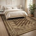 thumbnail image 3 of ODIKA 8'x10' Washable Area Rug Non-Slip Chair-Friendly Mat Throw Distressed Large Grid Faded Motif Border Details Couch for Dining Room, Office, Lounge, 3 of 7