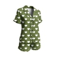 thumbnail image 4 of Blmnix Bamboo Pajamas Pajama Sets for Women 2 Piece 2 Piece Sleepwear Sets Pajama Shorts Collared Green Short Sleeve Cropped Womens Pajama Sets Shorts,S, 4 of 6