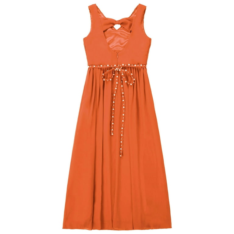 YONGHS Kids Girls Chiffon Party Dress Junior Ball Gown Wedding Bridesmaid  Dresses Orange 12 - Walmart.com