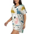 thumbnail image 2 of Kdxio Cute Dinosaurs Print Pajamas Sets for Women Short-Sleeved Pjs with Lounge Shorts Two Piece Sleepwear S-4XL, 2 of 8