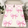 thumbnail image 2 of Manfei Dreamy Bowknot Twin Sheet Sets, Yellow Pink Bed Sheets Twin, Princess Ribbon Bedding Sets Twin Size, Breathable Bedroom Decorative, 3pcs, 2 of 7