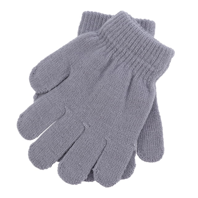 GOOHOCHY Guantes para niños Modelos de otoño e invierno Tejidos de color sólido con cinco dedos Guantes cálidos de 4 a 12 años (gris)