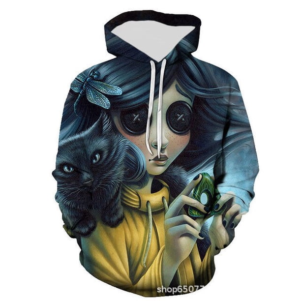 Cosplay Coraline Sudadera con capucha para adultos Sudaderas con capucha con estampado 3D Niños Niñas Dibujos animados Anime Jerseys Sudaderas para niños pequeños AbrigoLMWY-073103L Deng Xun unisex