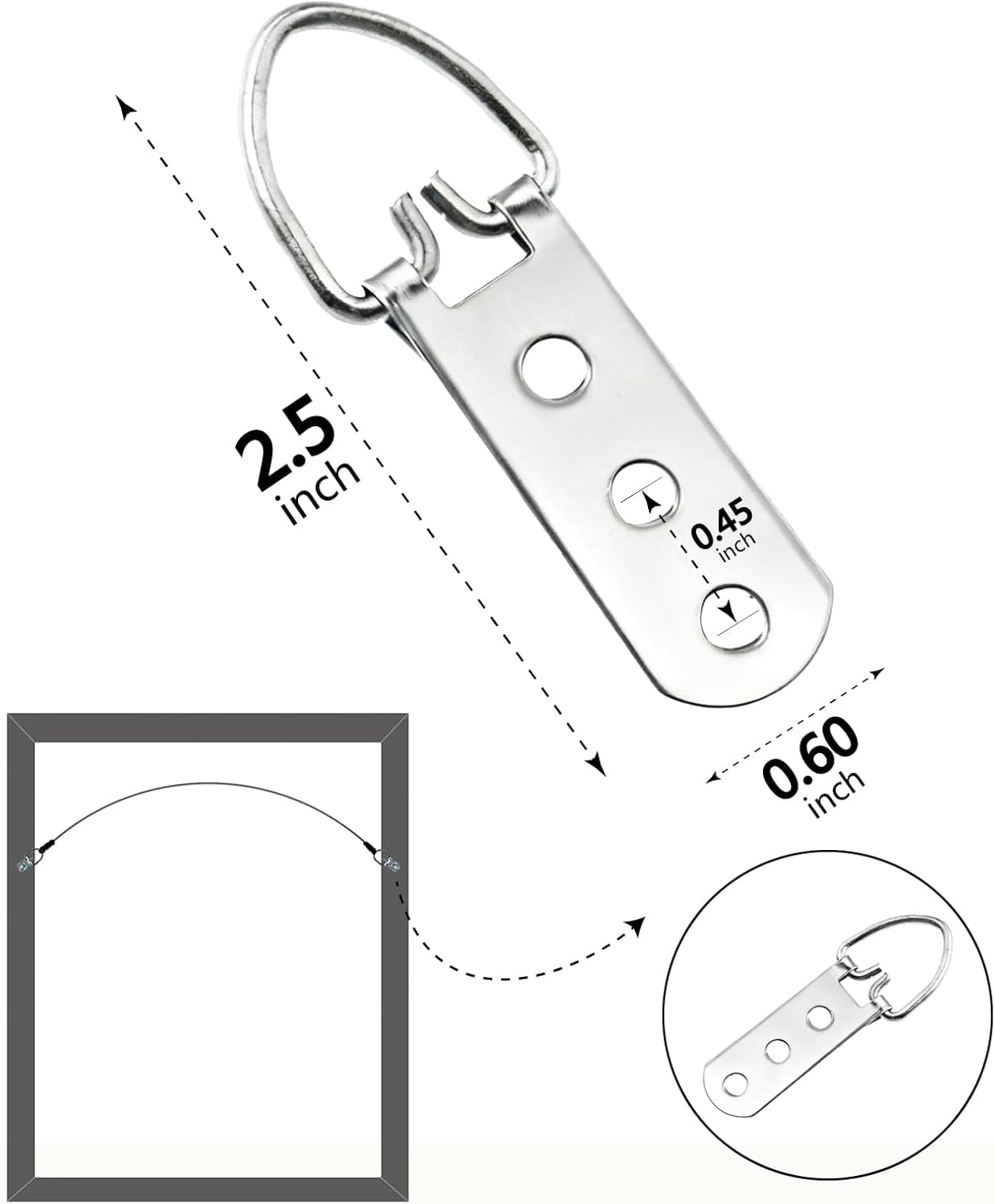 D-Ring Picture Hangers with Screws, Heavy Duty D-Ring Picture Hanging Hardware for Wall Mounting Frames, Photo, Mirrors