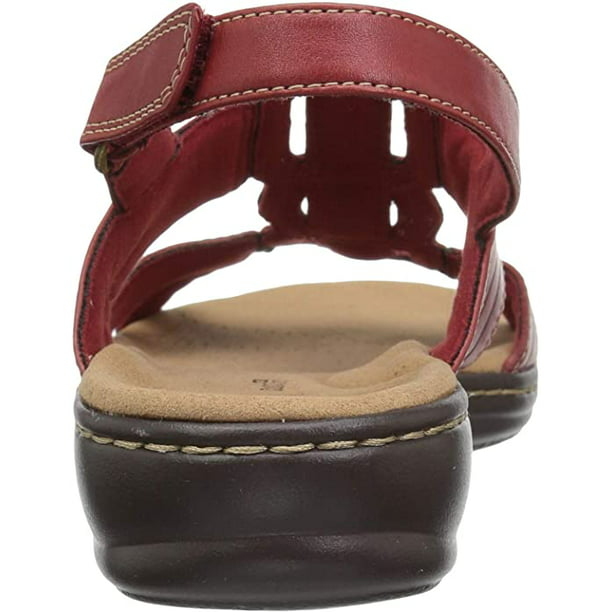 Clarks 26134083: Red Leather Flat Sandal (7 B(M) Women) - Walmart.com