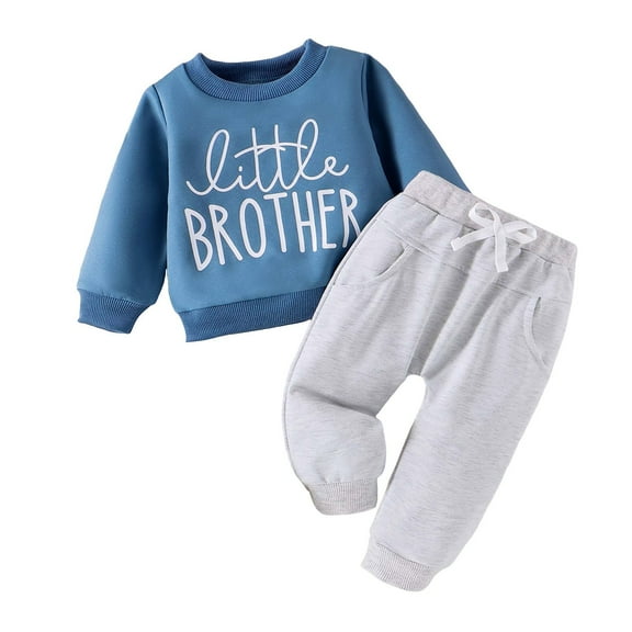 6-9 Month Boy Clothes Boys Clothes Baby Boy Fall Clothes Set Long Sleeve Letter Print Sweatshirt Pants Toddler Outfits Blue 6-9 Months