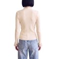 thumbnail image 3 of INSPIRE CHIC Womens' Sweater Splicing Knit Mock Neck False Two Piece Long Sleeves Fall Winter Slim Fit Ruffle Lace Trim Pullover Top Medium Aprico, 3 of 6