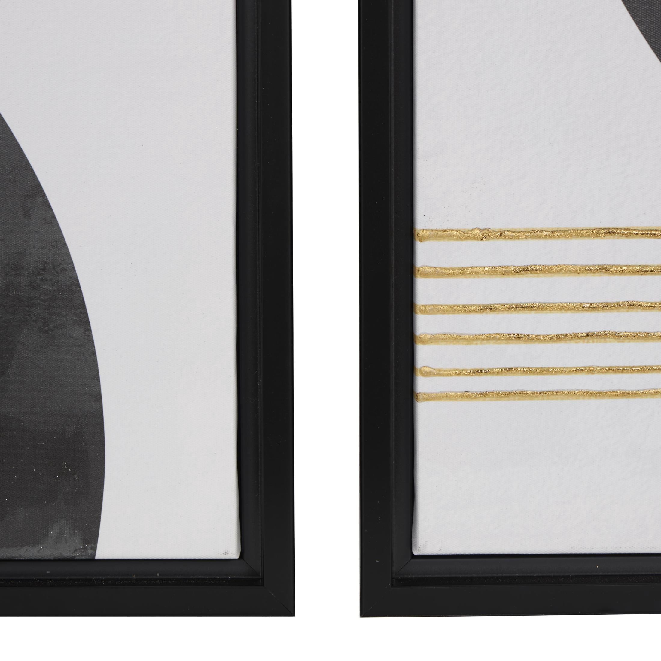 24" x 32" Mid Century Modern Geometric Geometric Framed Wall Art with Gold Foil Accent, by DecMode (2 Count)