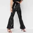 thumbnail image 2 of Jxximdong Pants for Women Women's Sexy Sequined Shiny High Waist Stretch Flare Pants Nightclub Trousers Black L Trousers, 2 of 6