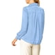 thumbnail image 3 of CAMISAS ELEGANTES PARA MUJER INSPIRADAS CHIC Cuello en V, Manga Larga, Blusa de Satén Suave XL Azul Claro, 3 of 8