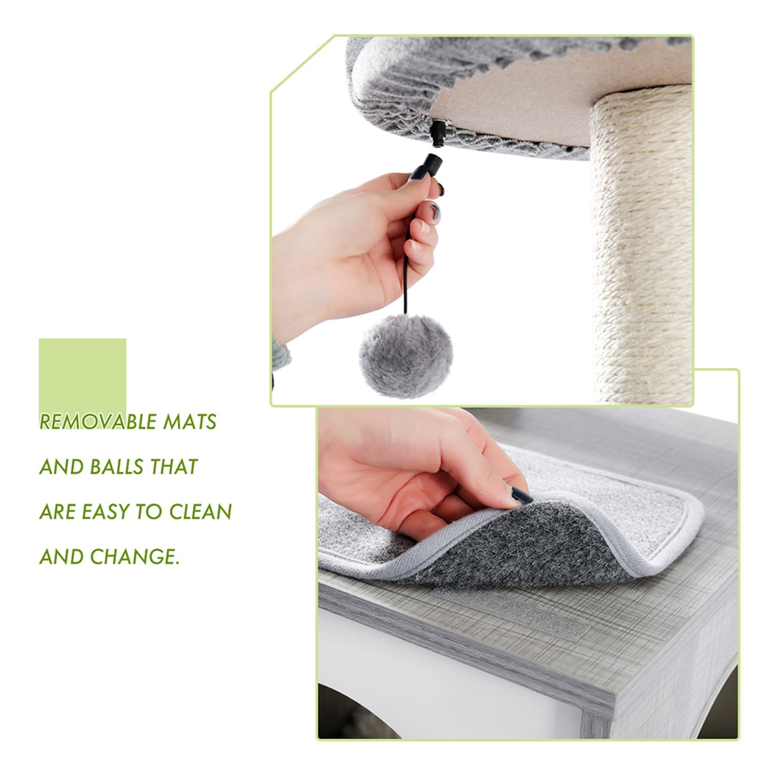 Pefilos 61" Modern Cat Tree Tower for Indoor Cats with Scratching Posts, Cozy Cat Condo Furniture, Soft Hammock and Top Perch, Dangling Ball for Small Medium, Gray Pefilos 61" Modern Cat Tree Tower for Indoor Cats with Scratching Posts, Cozy Cat Condo Furniture, Soft Hammock and Top Perch, Dangling Ball for Small Medium, Gray