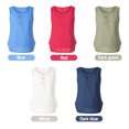 thumbnail image 2 of Mujeres Algodón Lino Chaleco Botones Tapeta Dobladillo dividido O-cuello Blusa sin mangas Sólido Romacci Chaleco de lino de algodón, 2 of 7