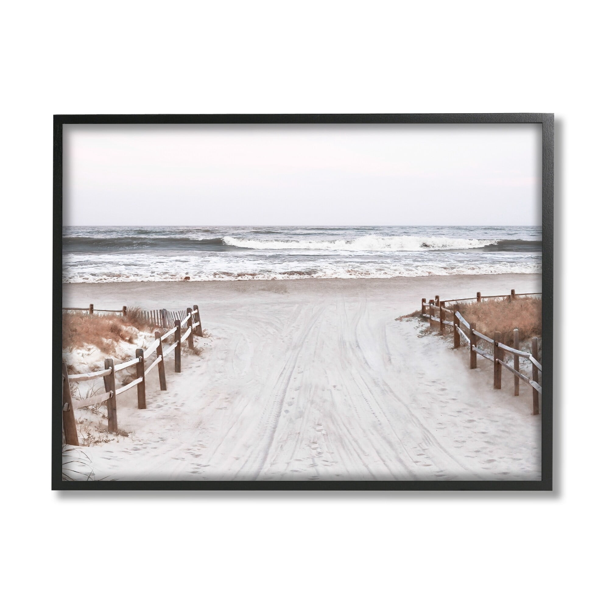 Stupell Industries Beach Waves Splashing Shoreline Foggy Horizon Sand, 30 x 24, Design by Natalie Carpentieri