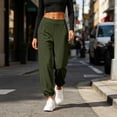 thumbnail image 6 of Solid Side Slit Harem Yoga Pants Women Elastic Drawstring Waist Lightweight Beach Lounge Casual Pants Army Green XL, 6 of 7
