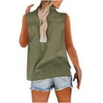 thumbnail image 7 of FAVIPT Womens Linen Tops Sleeveless Collared Tops Oversized Button Up Blouses Work Shirts Casual Summer Tank Top 2025 Army Green,L, 7 of 7