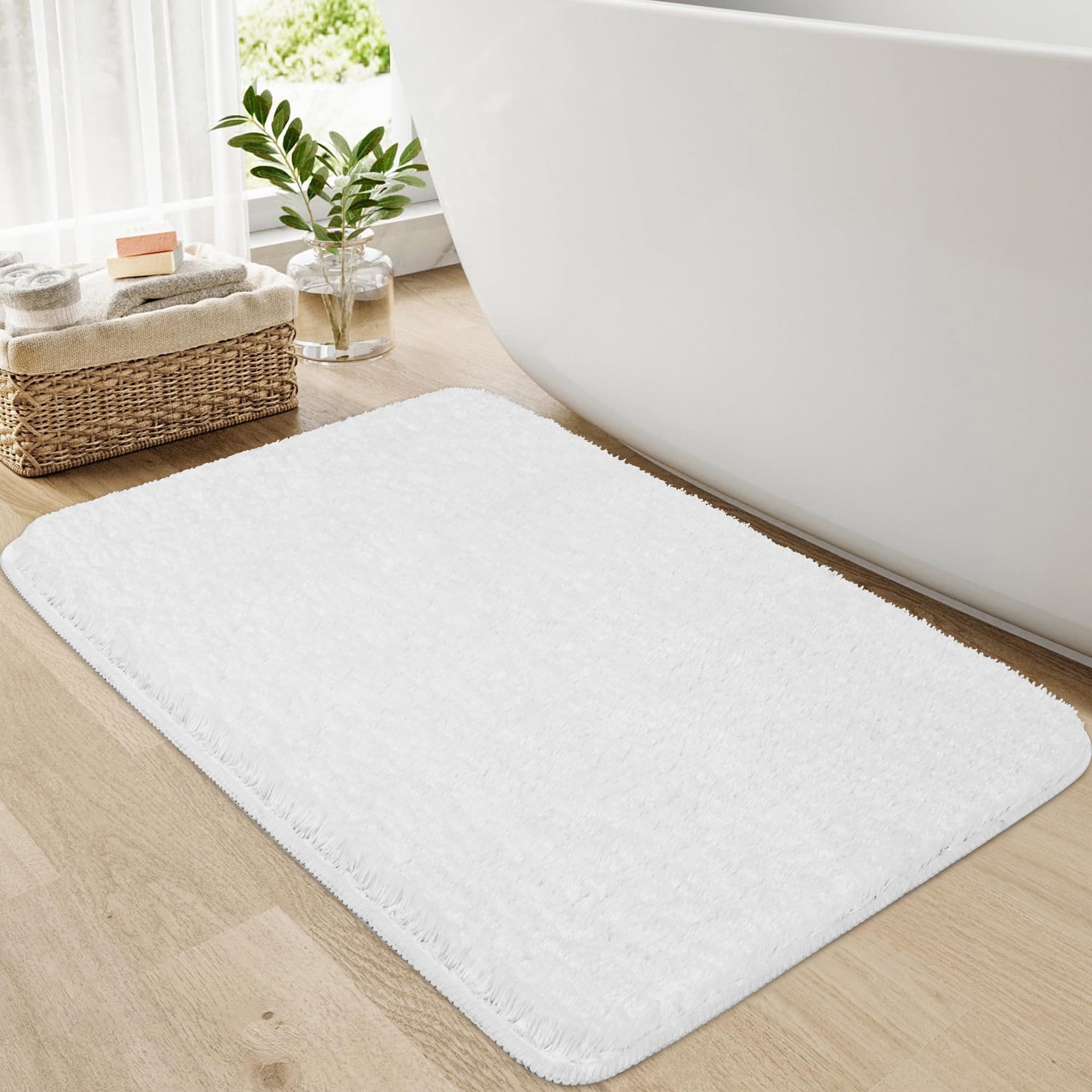 FRAMICS Waffle Shower Curtain Sets with Non-Slip Rug & 12 Hooks, Luxury Heavy Duty Waterproof Fabric Bathroom Sets, 72" x 72", White